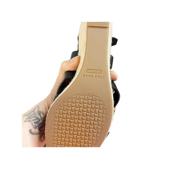 Cole Haan W23573 CRYSTAL WEDGE SANDAL 70MM High Black Women Sz 8.5 - Picture 5 of 5